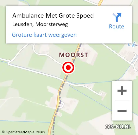 Locatie op kaart van de 112 melding: Ambulance Met Grote Spoed Naar Leusden, Moorsterweg op 6 oktober 2018 09:46