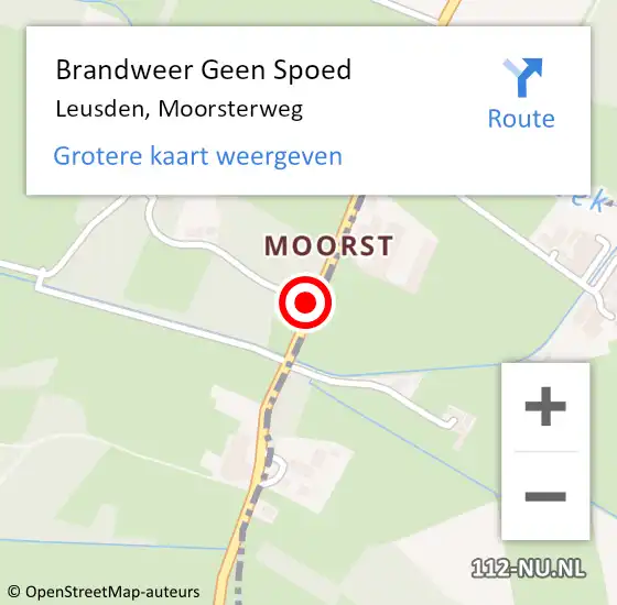 Locatie op kaart van de 112 melding: Brandweer Geen Spoed Naar Leusden, Moorsterweg op 6 oktober 2018 09:57