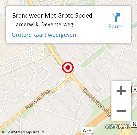 Locatie op kaart van de 112 melding: Brandweer Met Grote Spoed Naar Harderwijk, Deventerweg op 6 oktober 2018 10:04