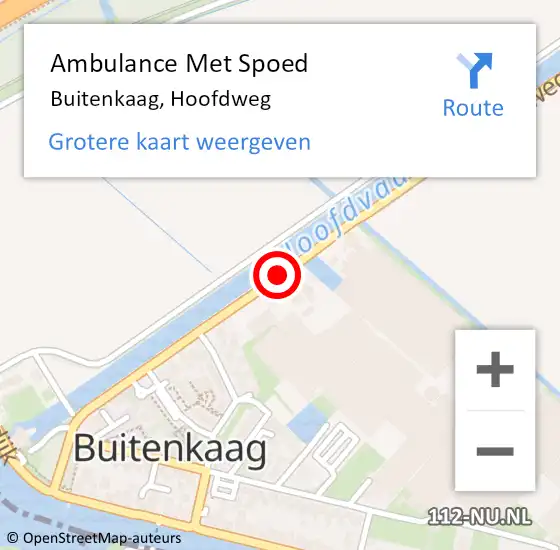 Locatie op kaart van de 112 melding: Ambulance Met Spoed Naar Buitenkaag, Hoofdweg op 6 oktober 2018 10:54