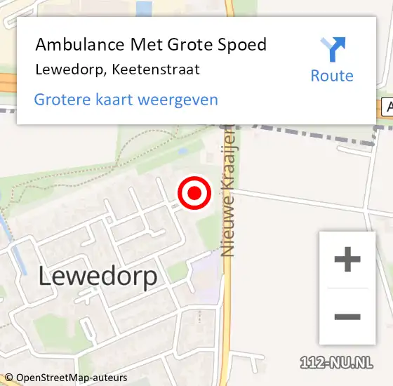 Locatie op kaart van de 112 melding: Ambulance Met Grote Spoed Naar Lewedorp, Keetenstraat op 6 oktober 2018 11:35