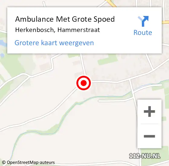 Locatie op kaart van de 112 melding: Ambulance Met Grote Spoed Naar Herkenbosch, Hammerstraat op 6 oktober 2018 11:46