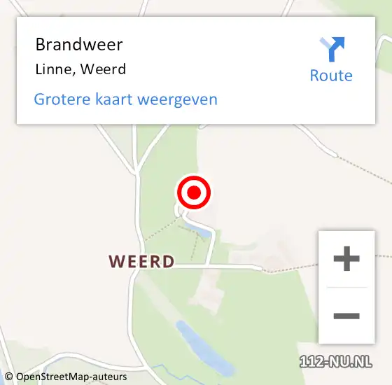 Locatie op kaart van de 112 melding: Brandweer Linne, Weerd op 6 oktober 2018 11:55