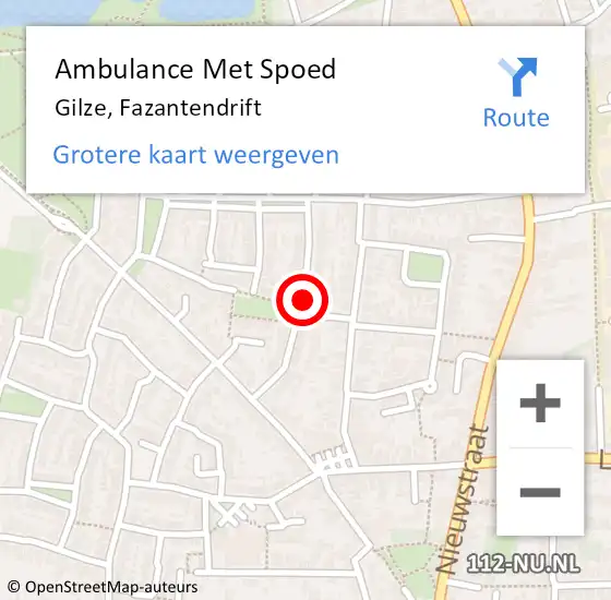 Locatie op kaart van de 112 melding: Ambulance Met Spoed Naar Gilze, Fazantendrift op 6 oktober 2018 12:05