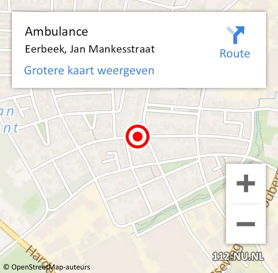 Locatie op kaart van de 112 melding: Ambulance Eerbeek, Jan Mankesstraat op 6 oktober 2018 12:07