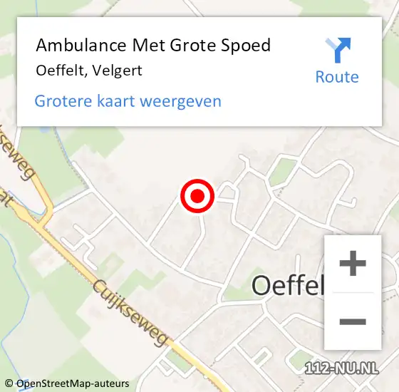 Locatie op kaart van de 112 melding: Ambulance Met Grote Spoed Naar Oeffelt, Velgert op 6 oktober 2018 12:13