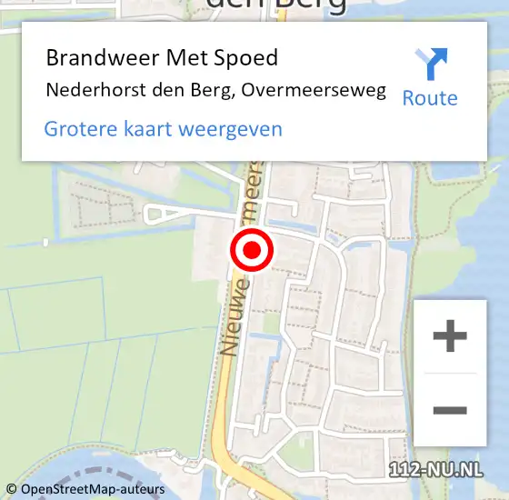 Locatie op kaart van de 112 melding: Brandweer Met Spoed Naar Nederhorst den Berg, Overmeerseweg op 6 oktober 2018 12:21