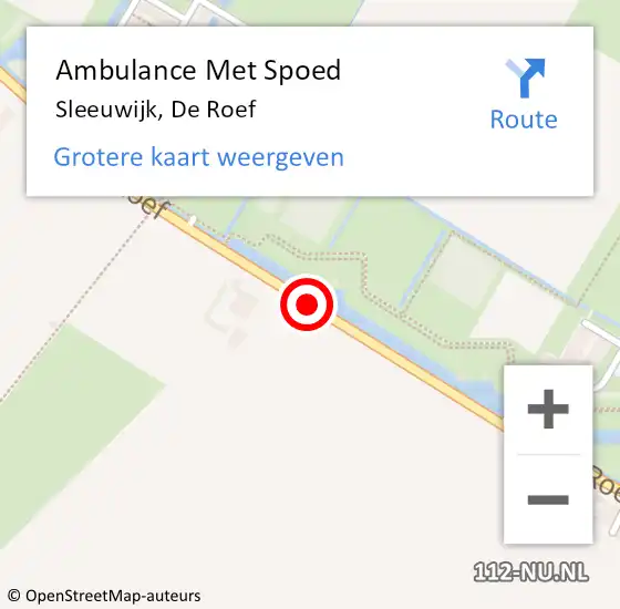 Locatie op kaart van de 112 melding: Ambulance Met Spoed Naar Sleeuwijk, De Roef op 6 oktober 2018 13:25