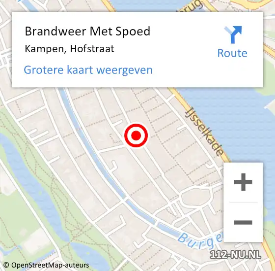 Locatie op kaart van de 112 melding: Brandweer Met Spoed Naar Kampen, Hofstraat op 6 oktober 2018 14:04