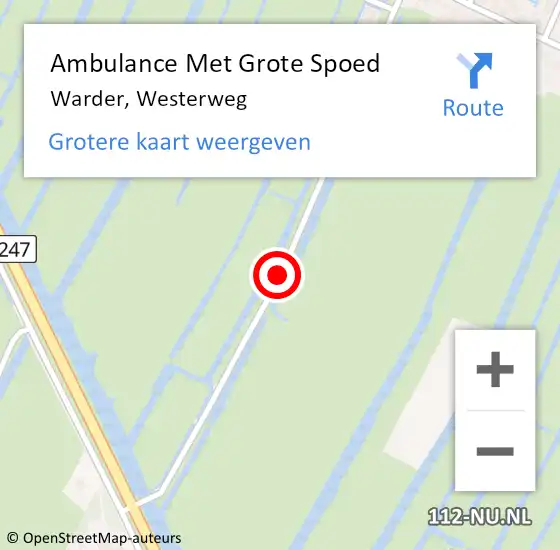 Locatie op kaart van de 112 melding: Ambulance Met Grote Spoed Naar Warder, Westerweg op 6 oktober 2018 14:13