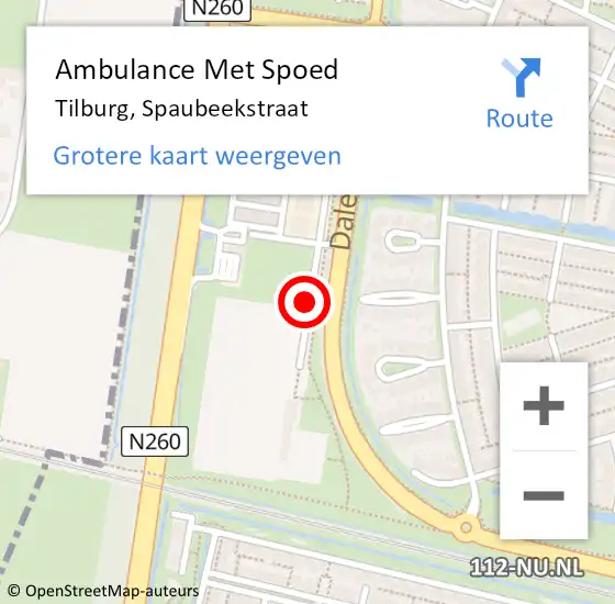 Locatie op kaart van de 112 melding: Ambulance Met Spoed Naar Tilburg, Spaubeekstraat op 6 oktober 2018 14:34