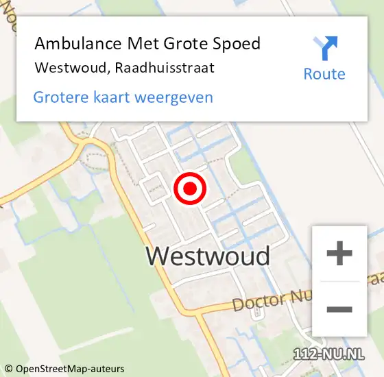 Locatie op kaart van de 112 melding: Ambulance Met Grote Spoed Naar Westwoud, Raadhuisstraat op 6 oktober 2018 14:39