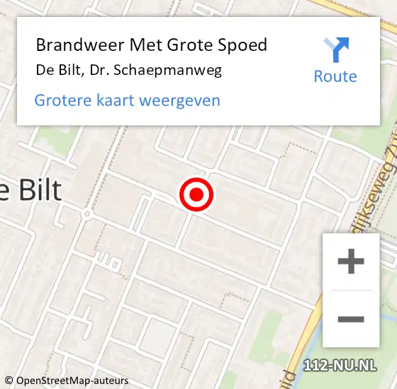 Locatie op kaart van de 112 melding: Brandweer Met Grote Spoed Naar De Bilt, Dr. Schaepmanweg op 6 oktober 2018 15:50