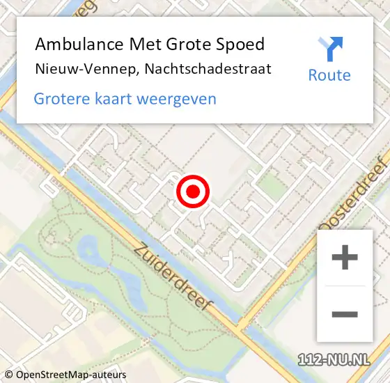 Locatie op kaart van de 112 melding: Ambulance Met Grote Spoed Naar Nieuw-Vennep, Nachtschadestraat op 6 oktober 2018 16:23