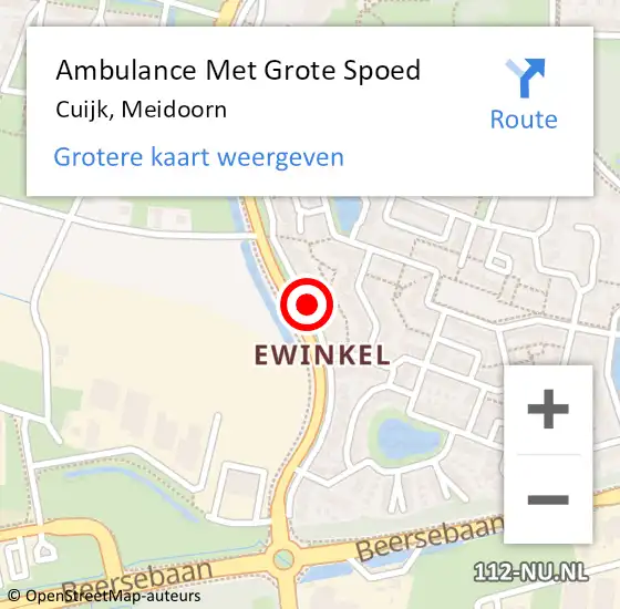 Locatie op kaart van de 112 melding: Ambulance Met Grote Spoed Naar Cuijk, Meidoorn op 6 oktober 2018 16:42