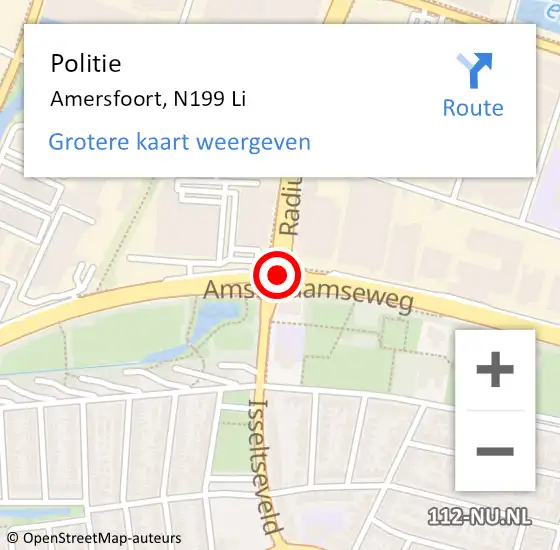 Locatie op kaart van de 112 melding: Politie Amersfoort, N199 Li op 6 oktober 2018 16:57