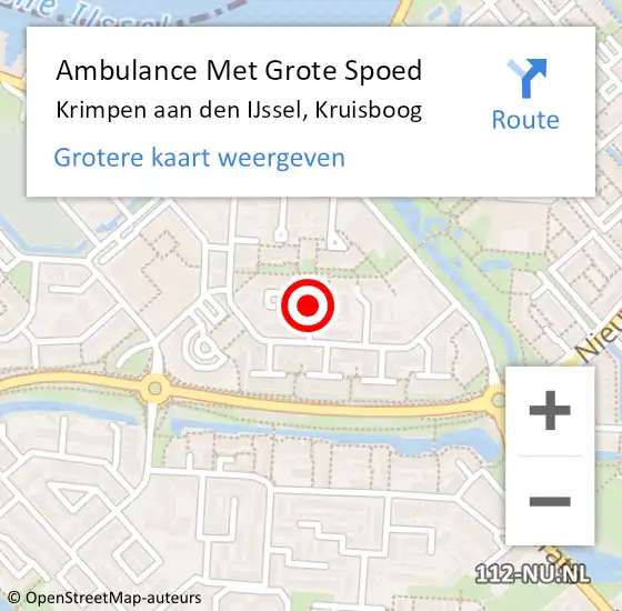 Locatie op kaart van de 112 melding: Ambulance Met Grote Spoed Naar Krimpen aan den IJssel, Kruisboog op 6 oktober 2018 18:46