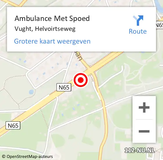 Locatie op kaart van de 112 melding: Ambulance Met Spoed Naar Vught, Helvoirtseweg op 6 oktober 2018 19:23