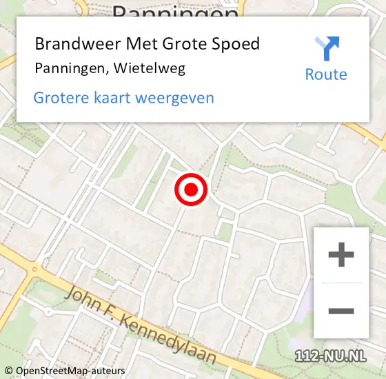 Locatie op kaart van de 112 melding: Brandweer Met Grote Spoed Naar Panningen, Wietelweg op 6 oktober 2018 19:30