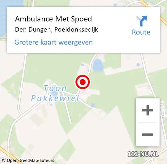 Locatie op kaart van de 112 melding: Ambulance Met Spoed Naar Den Dungen, Poeldonksedijk op 6 oktober 2018 19:39