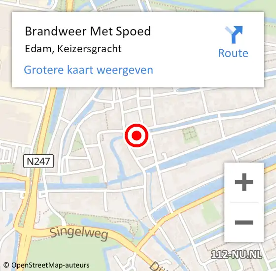 Locatie op kaart van de 112 melding: Brandweer Met Spoed Naar Edam, Keizersgracht op 6 oktober 2018 21:30