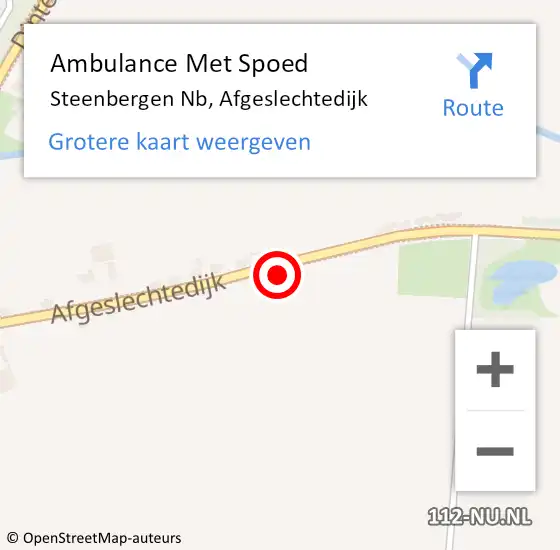 Locatie op kaart van de 112 melding: Ambulance Met Spoed Naar Steenbergen Nb, Afgeslechtedijk op 6 oktober 2018 21:46