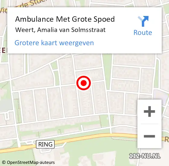 Locatie op kaart van de 112 melding: Ambulance Met Grote Spoed Naar Weert, Amalia van Solmsstraat op 6 oktober 2018 21:49