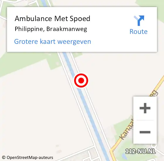 Locatie op kaart van de 112 melding: Ambulance Met Spoed Naar Philippine, Braakmanweg op 6 oktober 2018 22:10