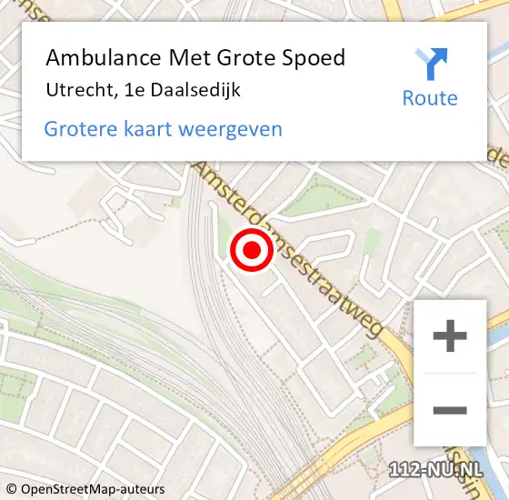 Locatie op kaart van de 112 melding: Ambulance Met Grote Spoed Naar Utrecht, 1e Daalsedijk op 6 oktober 2018 22:13