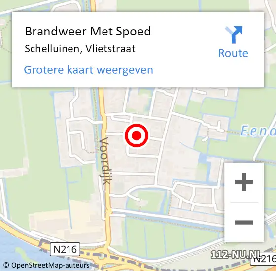 Locatie op kaart van de 112 melding: Brandweer Met Spoed Naar Schelluinen, Vlietstraat op 6 oktober 2018 22:51