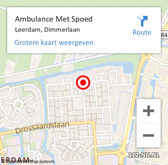 Locatie op kaart van de 112 melding: Ambulance Met Spoed Naar Leerdam, Dimmerlaan op 7 oktober 2018 02:25