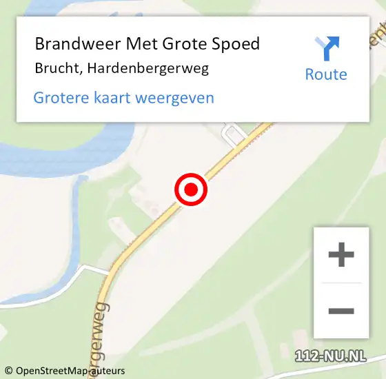 Locatie op kaart van de 112 melding: Brandweer Met Grote Spoed Naar Brucht, Hardenbergerweg op 7 oktober 2018 03:26