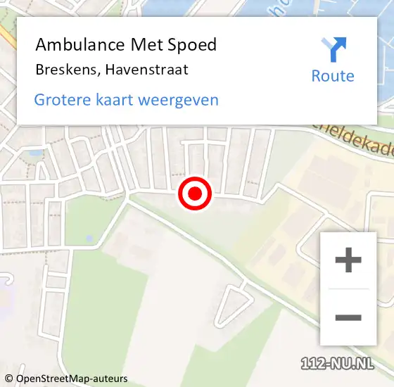 Locatie op kaart van de 112 melding: Ambulance Met Spoed Naar Breskens, Havenstraat op 7 oktober 2018 03:53
