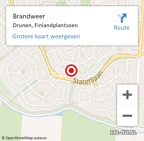 Locatie op kaart van de 112 melding: Brandweer Drunen, Finlandplantsoen op 7 oktober 2018 04:03