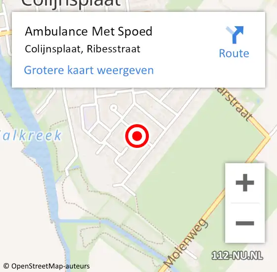 Locatie op kaart van de 112 melding: Ambulance Met Spoed Naar Colijnsplaat, Ribesstraat op 7 oktober 2018 04:53