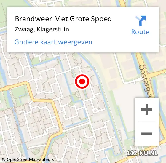 Locatie op kaart van de 112 melding: Brandweer Met Grote Spoed Naar Zwaag, Klagerstuin op 7 oktober 2018 06:11