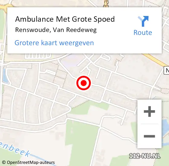 Locatie op kaart van de 112 melding: Ambulance Met Grote Spoed Naar Renswoude, Van Reedeweg op 25 september 2013 03:46