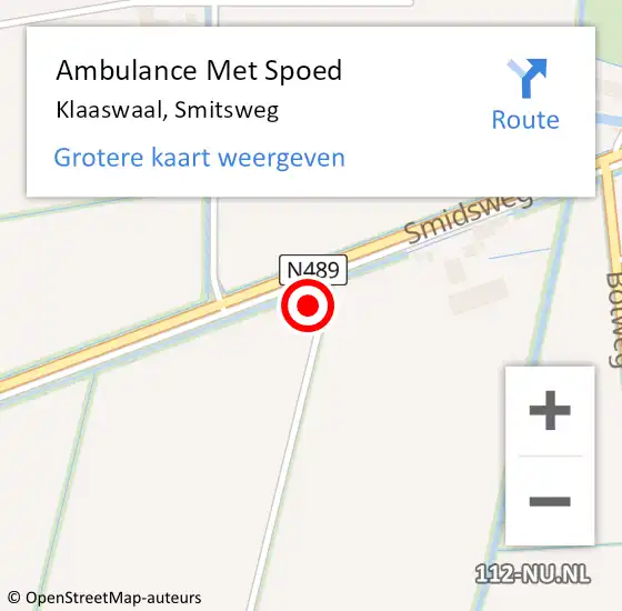 Locatie op kaart van de 112 melding: Ambulance Met Spoed Naar Klaaswaal, Smitsweg op 7 oktober 2018 08:46