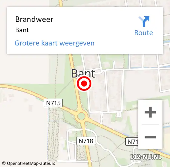 Locatie op kaart van de 112 melding: Brandweer Bant op 7 oktober 2018 09:06