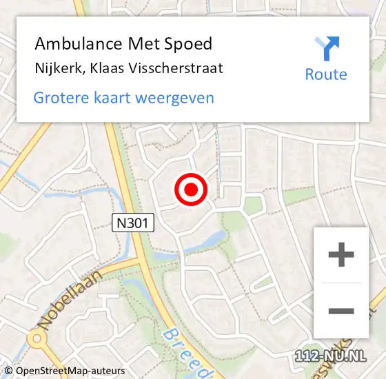 Locatie op kaart van de 112 melding: Ambulance Met Spoed Naar Nijkerk, Klaas Visscherstraat op 7 oktober 2018 09:33