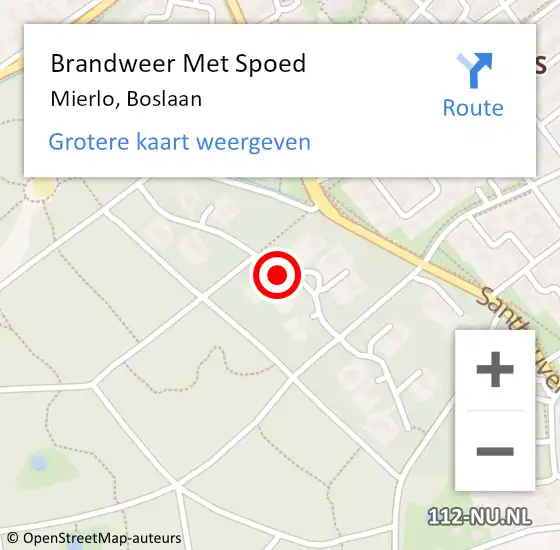 Locatie op kaart van de 112 melding: Brandweer Met Spoed Naar Mierlo, Boslaan op 7 oktober 2018 09:41