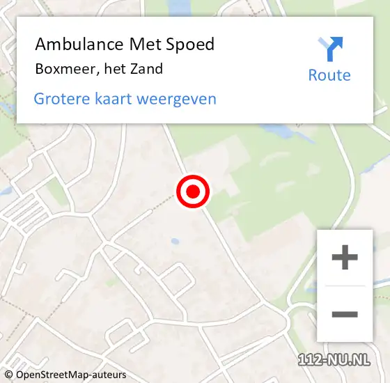 Locatie op kaart van de 112 melding: Ambulance Met Spoed Naar Boxmeer, het Zand op 7 oktober 2018 10:34