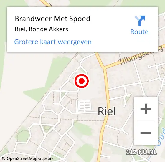 Locatie op kaart van de 112 melding: Brandweer Met Spoed Naar Riel, Ronde Akkers op 7 oktober 2018 10:36