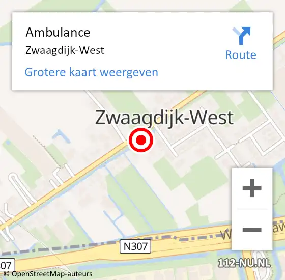 Locatie op kaart van de 112 melding: Ambulance Zwaagdijk-West op 7 oktober 2018 10:37