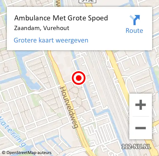 Locatie op kaart van de 112 melding: Ambulance Met Grote Spoed Naar Zaandam, Vurehout op 7 oktober 2018 13:17