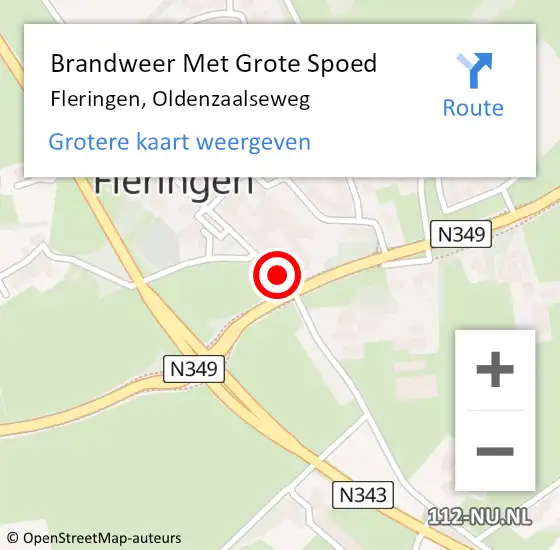 Locatie op kaart van de 112 melding: Brandweer Met Grote Spoed Naar Fleringen, Oldenzaalseweg op 7 oktober 2018 13:23