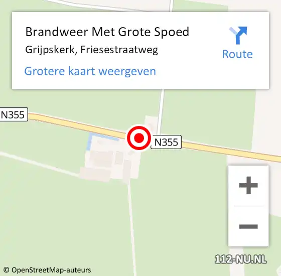 Locatie op kaart van de 112 melding: Brandweer Met Grote Spoed Naar Grijpskerk, Friesestraatweg op 7 oktober 2018 13:53