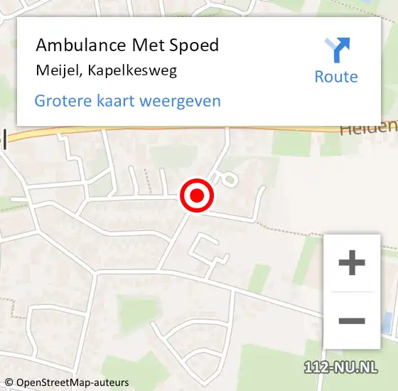 Locatie op kaart van de 112 melding: Ambulance Met Spoed Naar Meijel, Kapelkesweg op 7 oktober 2018 15:51