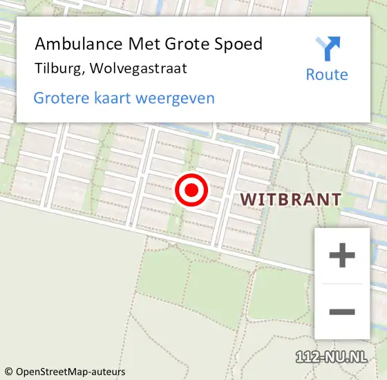 Locatie op kaart van de 112 melding: Ambulance Met Grote Spoed Naar Tilburg, Wolvegastraat op 7 oktober 2018 16:00