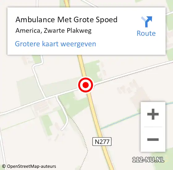Locatie op kaart van de 112 melding: Ambulance Met Grote Spoed Naar America, Zwarte Plakweg op 7 oktober 2018 16:48